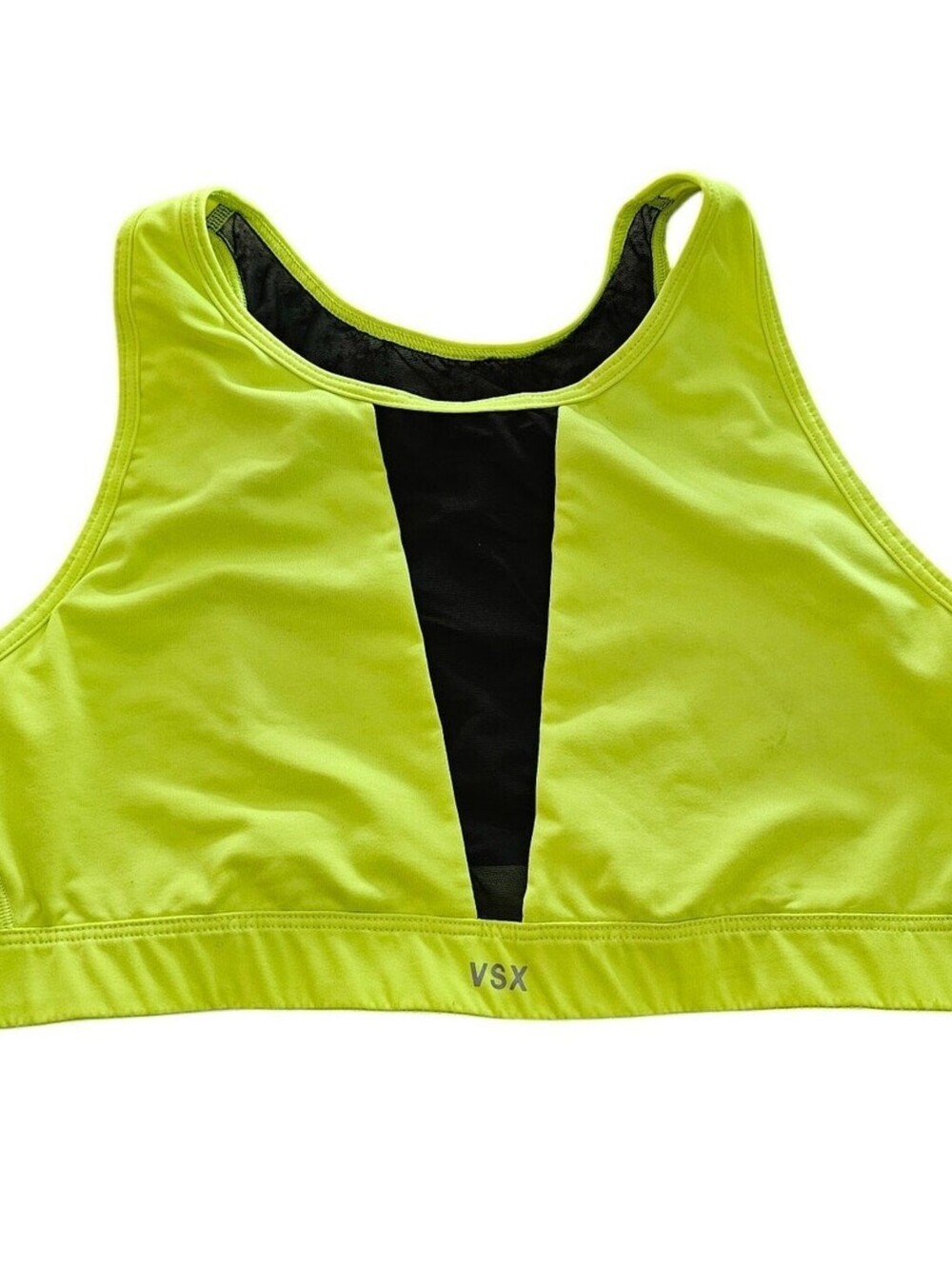 Victorias Secret VSX Sports Bra Womens Sz L Neon Yellow Black Mesh
